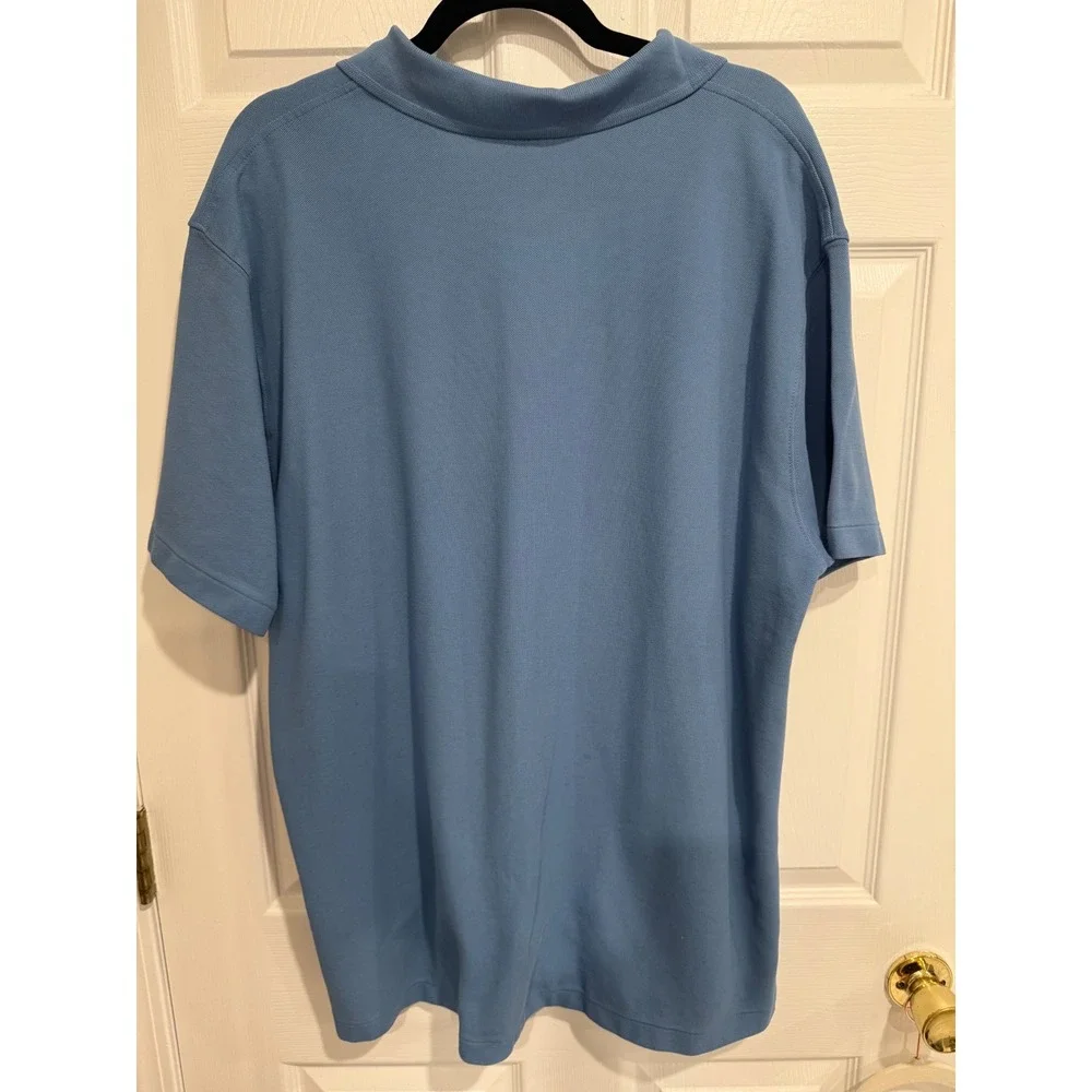LL Bean Mens XL Blue Pique Cotton Short Sleeve Pocket Polo Shirt ODTL8